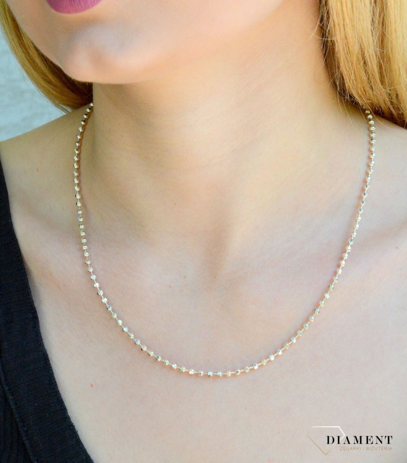 Srebrny łańcuszek 925 ozdobne koraliki 2,7 mm DIA-LAN-5971-925 2,7mm.  Srebrny łańcuszek stanowi idealną oprawę dla rozmaitych modeli wisiorków. Drobne koraliki niezwykle delikatnie prezentują się na kobiecym dekolcie. Idealny (1).jpg